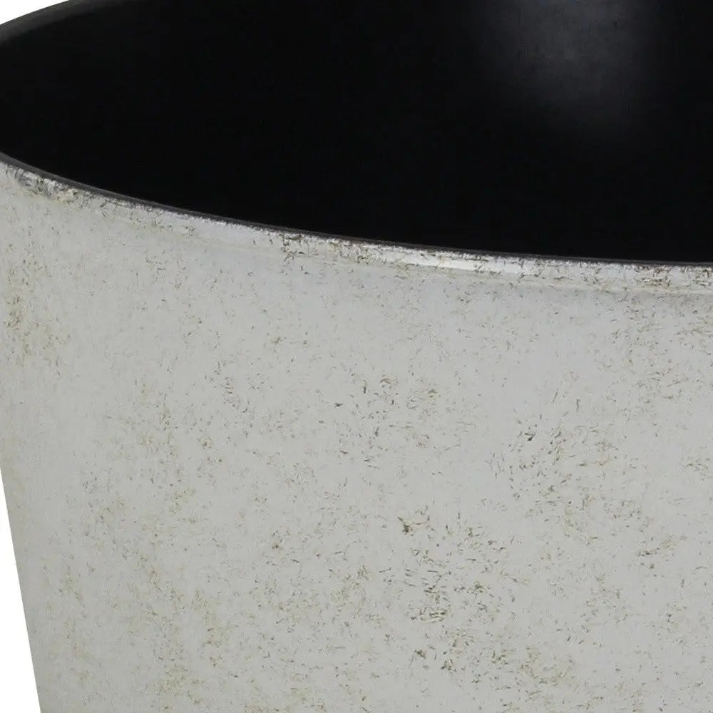 12" Cream Recycled Plastic Indoor Outdoor Round Pot Planter Homeroots Outdoor