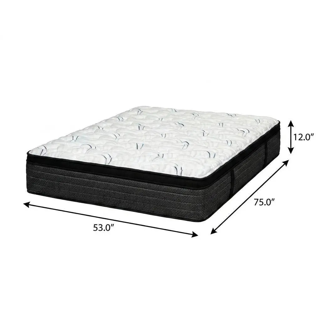 12" Full Double Foam Plush Euro Top Hybrid Mattress Homeroots Bed & Bath