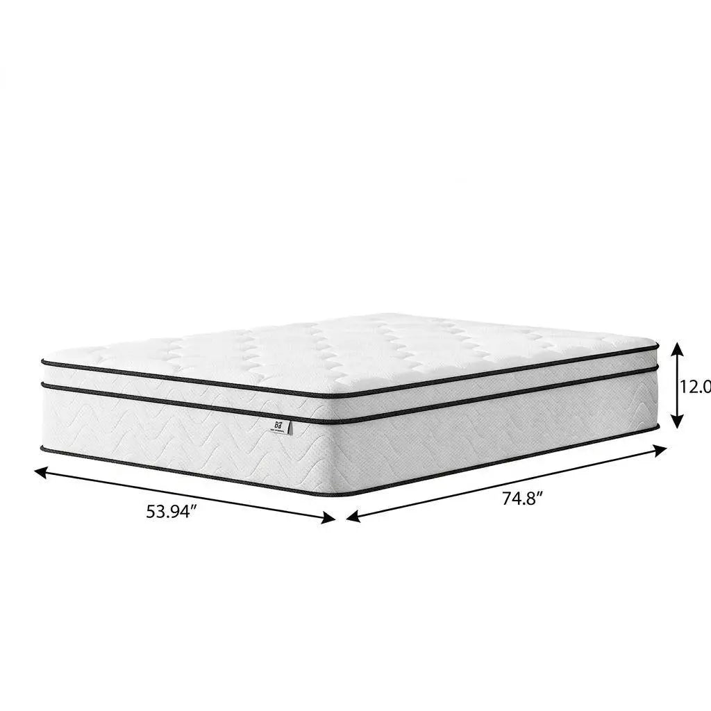 12" Full Double Gel Memory Foam Medium Chevron Hybrid Mattress Homeroots Bed & Bath