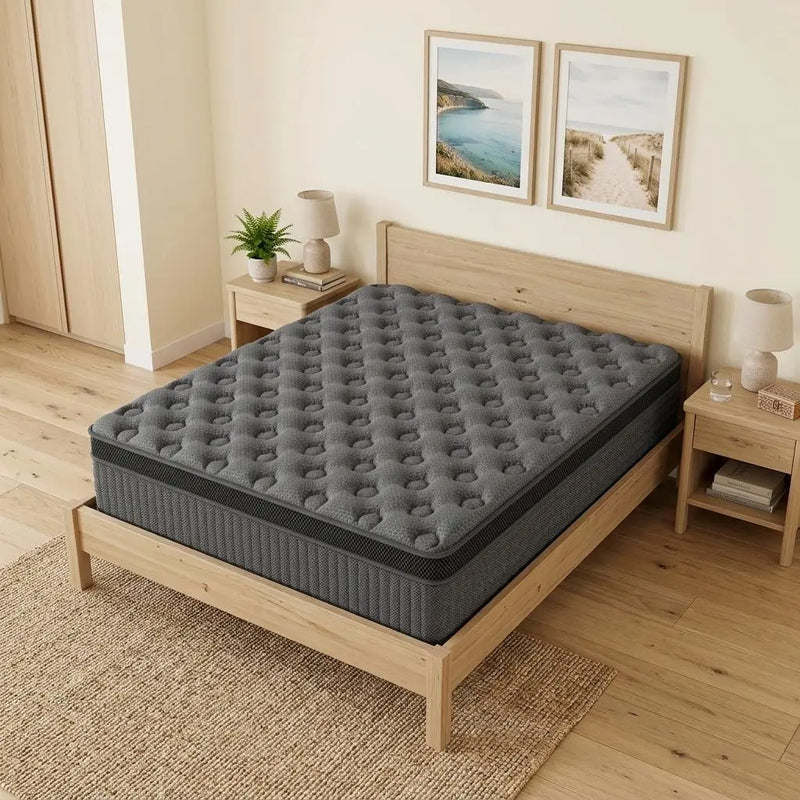 12" Full Double Lumbar Support Memory Foam Hybrid Mattress Homeroots Bed & Bath