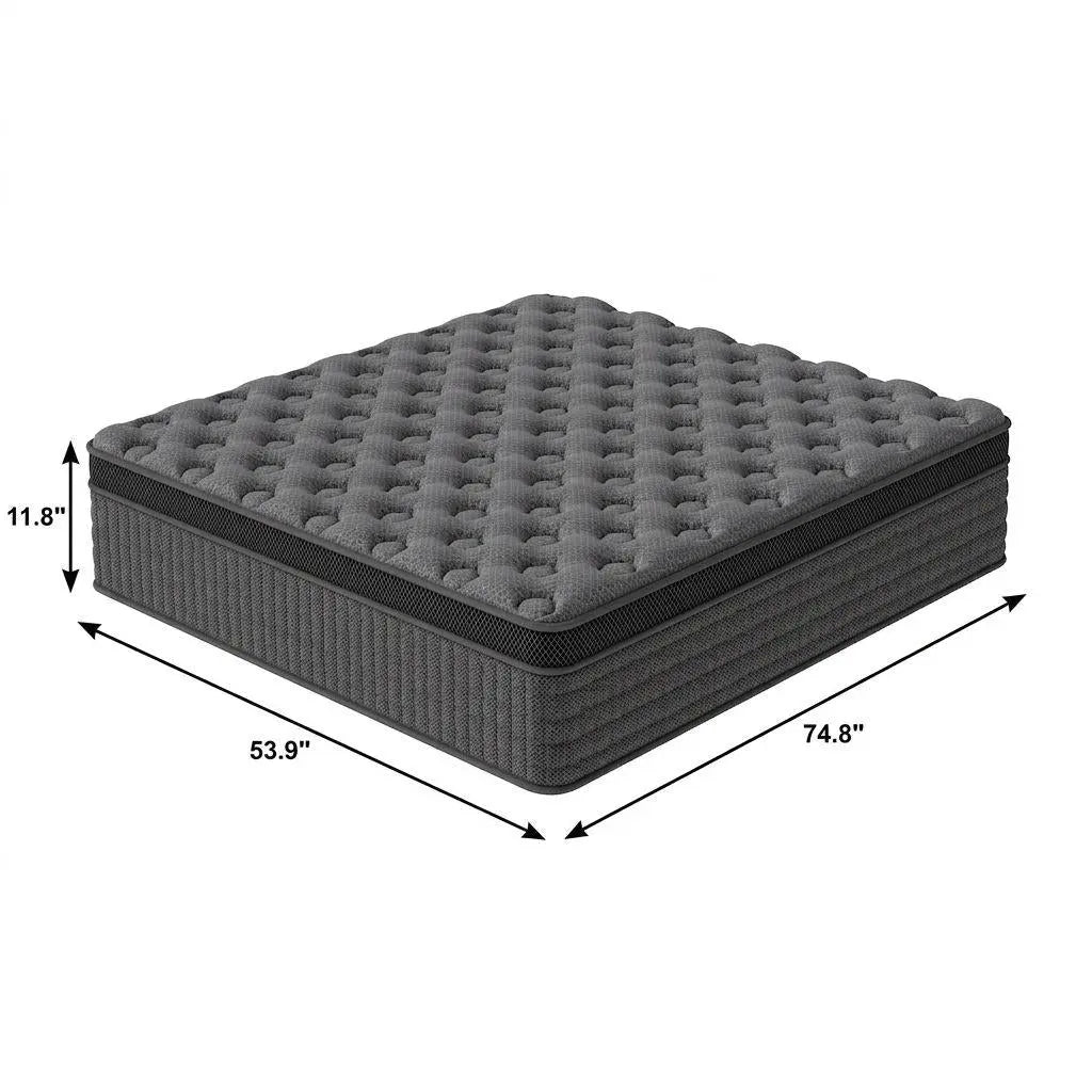 12" Full Double Lumbar Support Memory Foam Hybrid Mattress Homeroots Bed & Bath