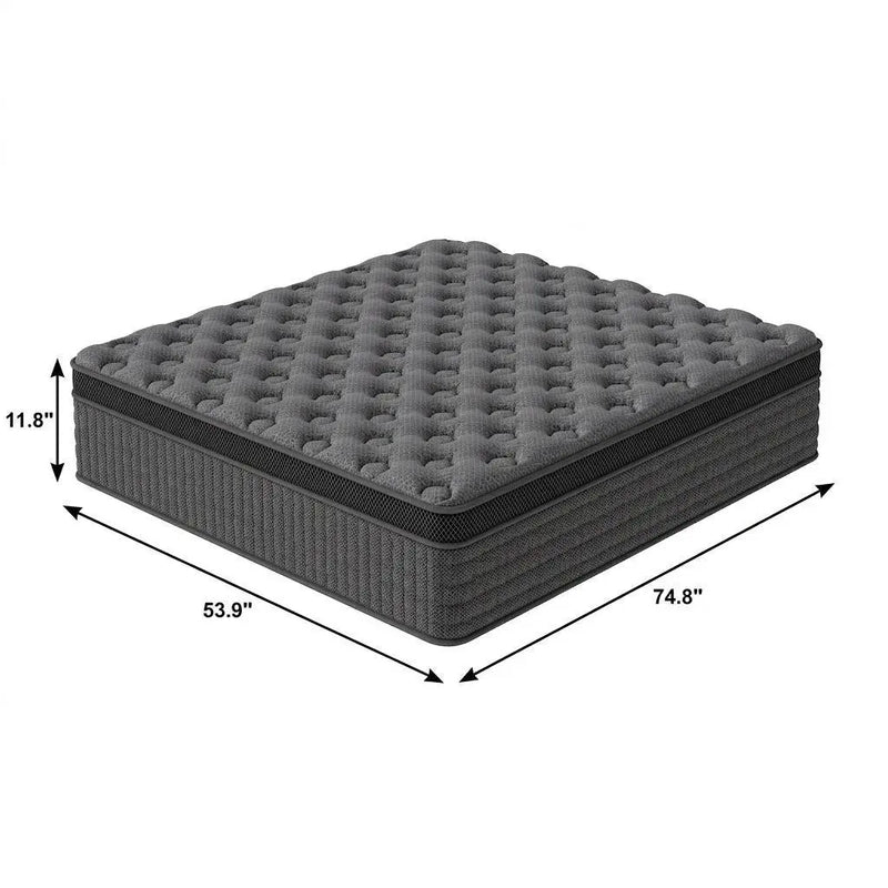 12" Full Double Lumbar Support Memory Foam Hybrid Mattress Homeroots Bed & Bath