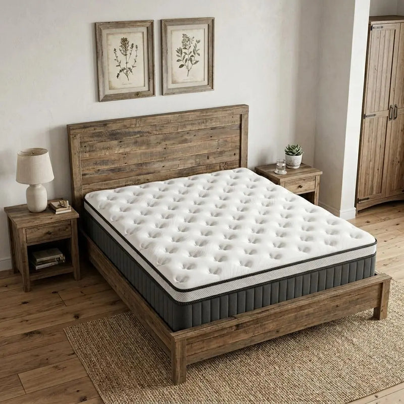 12" Full Double Memory Foam Medium Euro Top Hybrid Mattress Homeroots Bed & Bath
