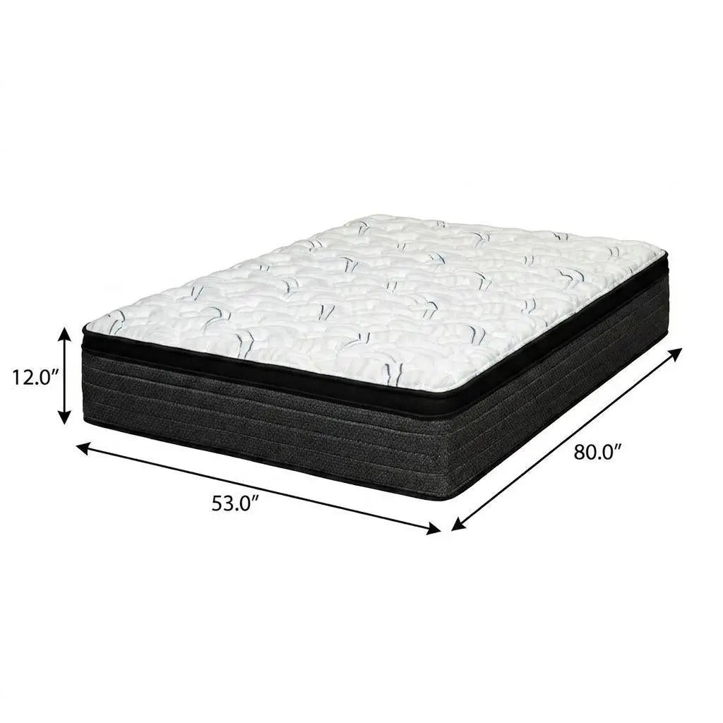 12" Full XL Foam Plush Euro Top Hybrid Mattress Homeroots Bed & Bath
