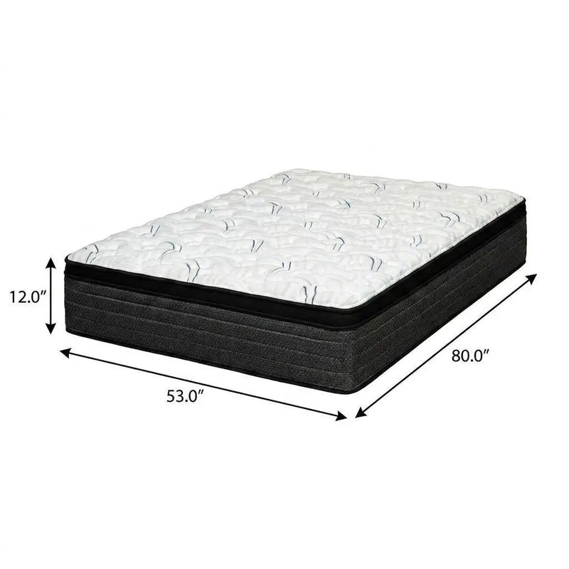 12" Full XL Foam Plush Euro Top Hybrid Mattress Homeroots Bed & Bath