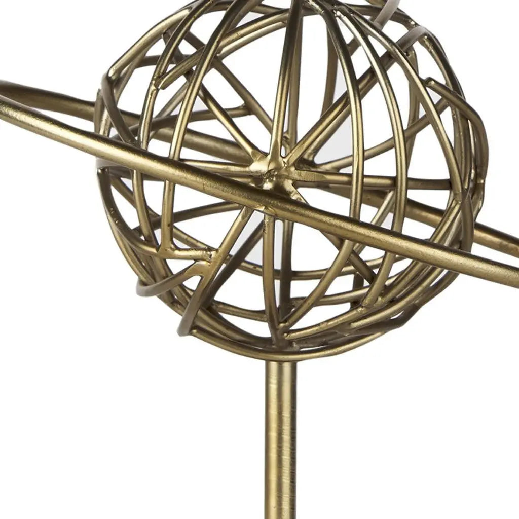 12" Gold Metal Sphere Tabletop Sculpture Homeroots Home Decor