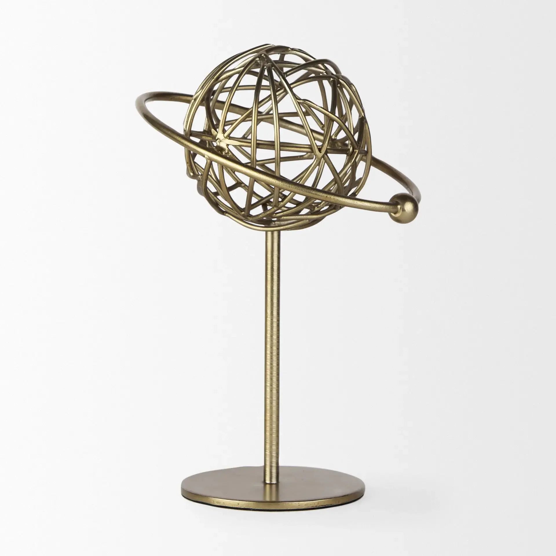 12" Gold Metal Sphere Tabletop Sculpture Homeroots Home Decor