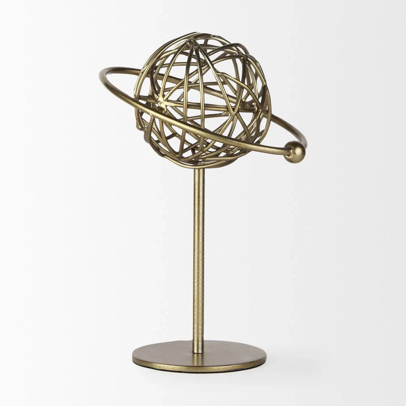 12" Gold Metal Sphere Tabletop Sculpture Homeroots Home Decor