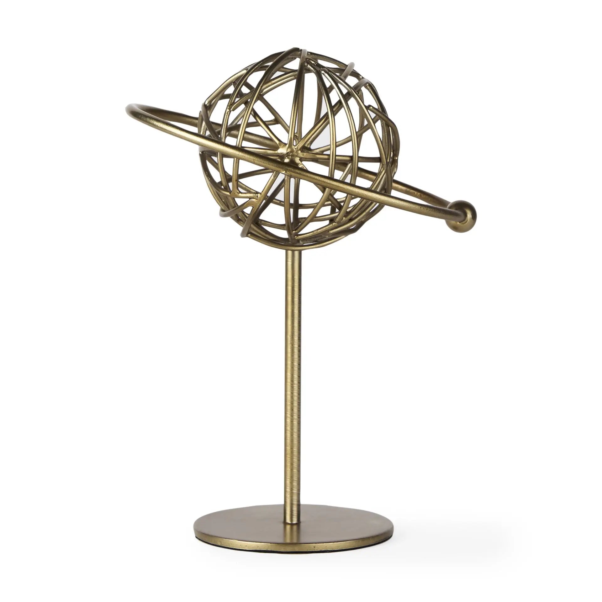 12" Gold Metal Sphere Tabletop Sculpture Homeroots Home Decor