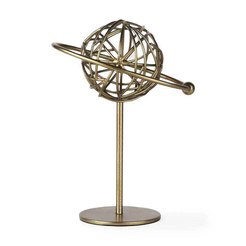 12" Gold Metal Sphere Tabletop Sculpture Homeroots Home Decor