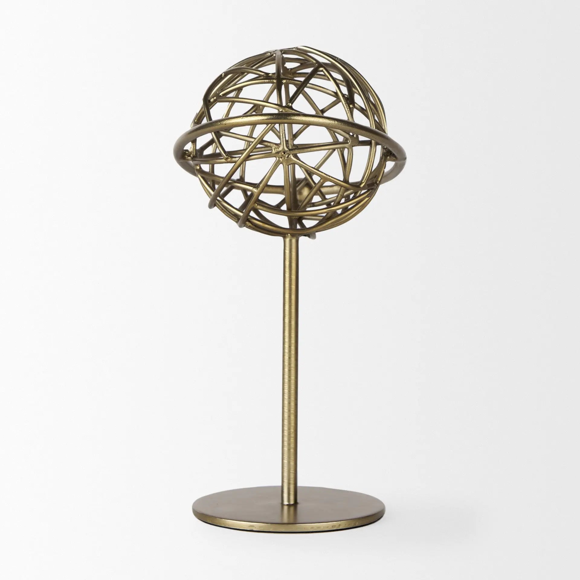 12" Gold Metal Sphere Tabletop Sculpture Homeroots Home Decor