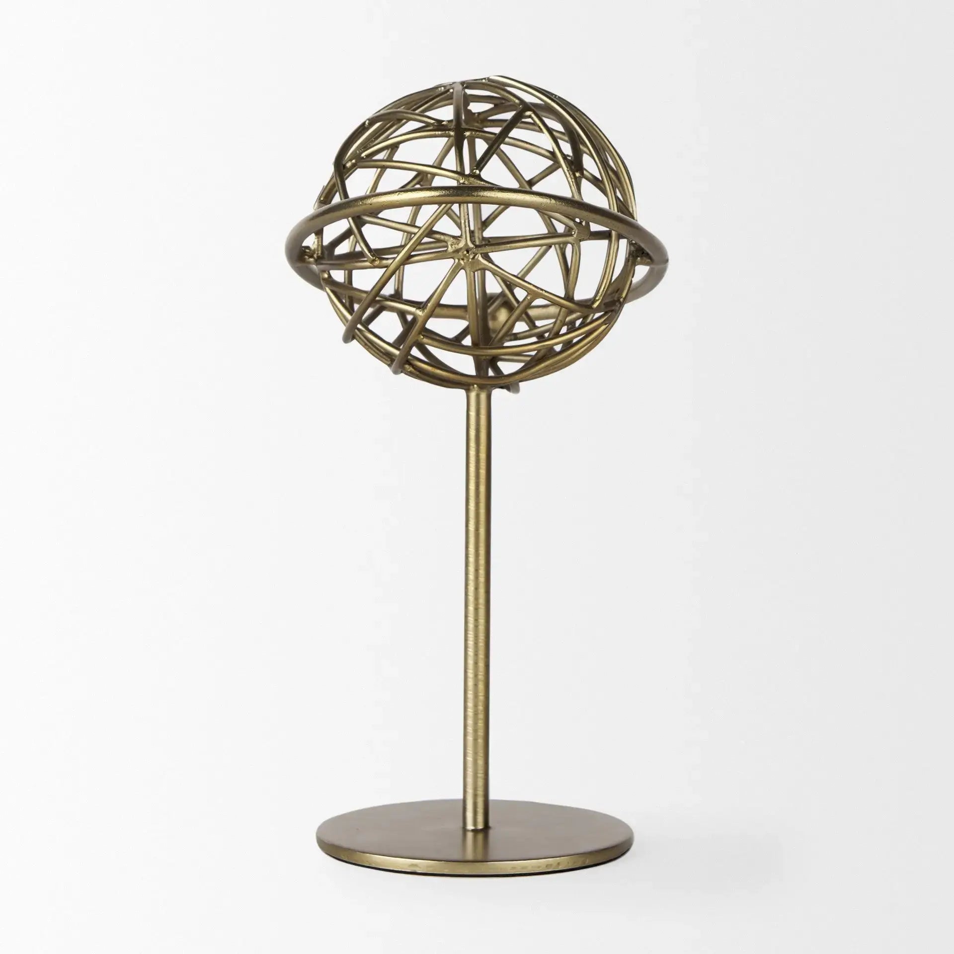 12" Gold Metal Sphere Tabletop Sculpture Homeroots Home Decor