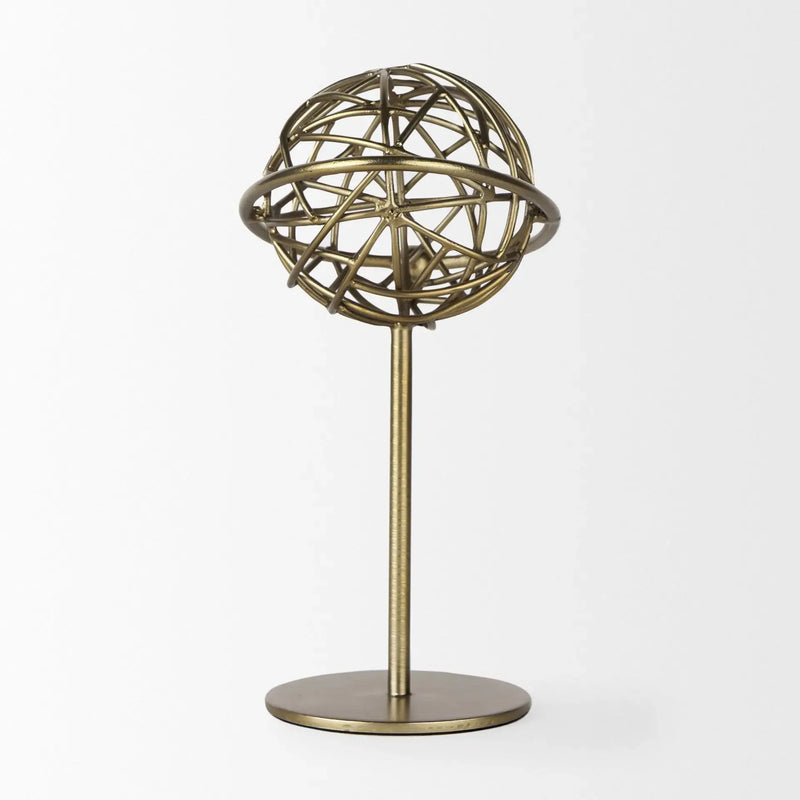 12" Gold Metal Sphere Tabletop Sculpture Homeroots Home Decor