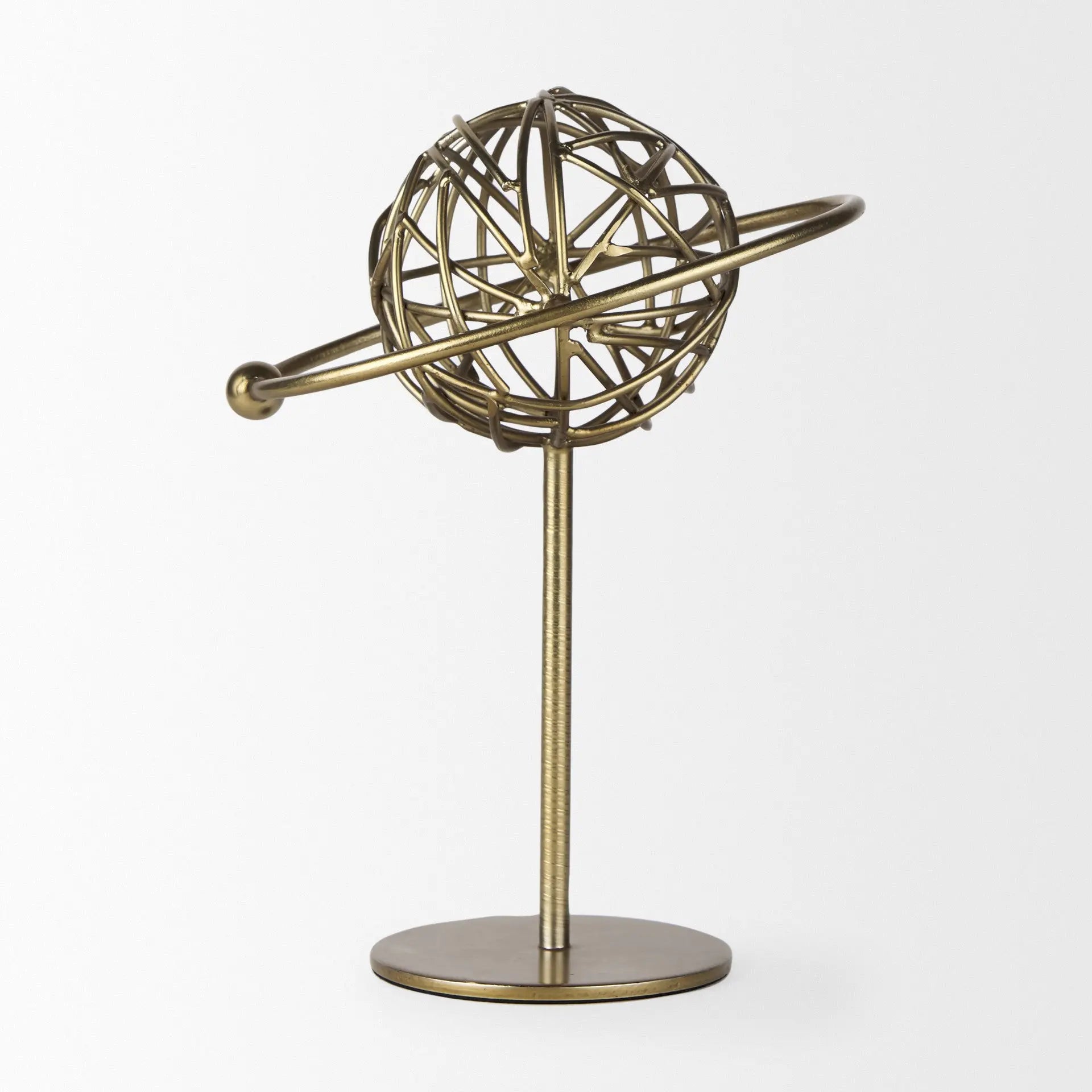 12" Gold Metal Sphere Tabletop Sculpture Homeroots Home Decor