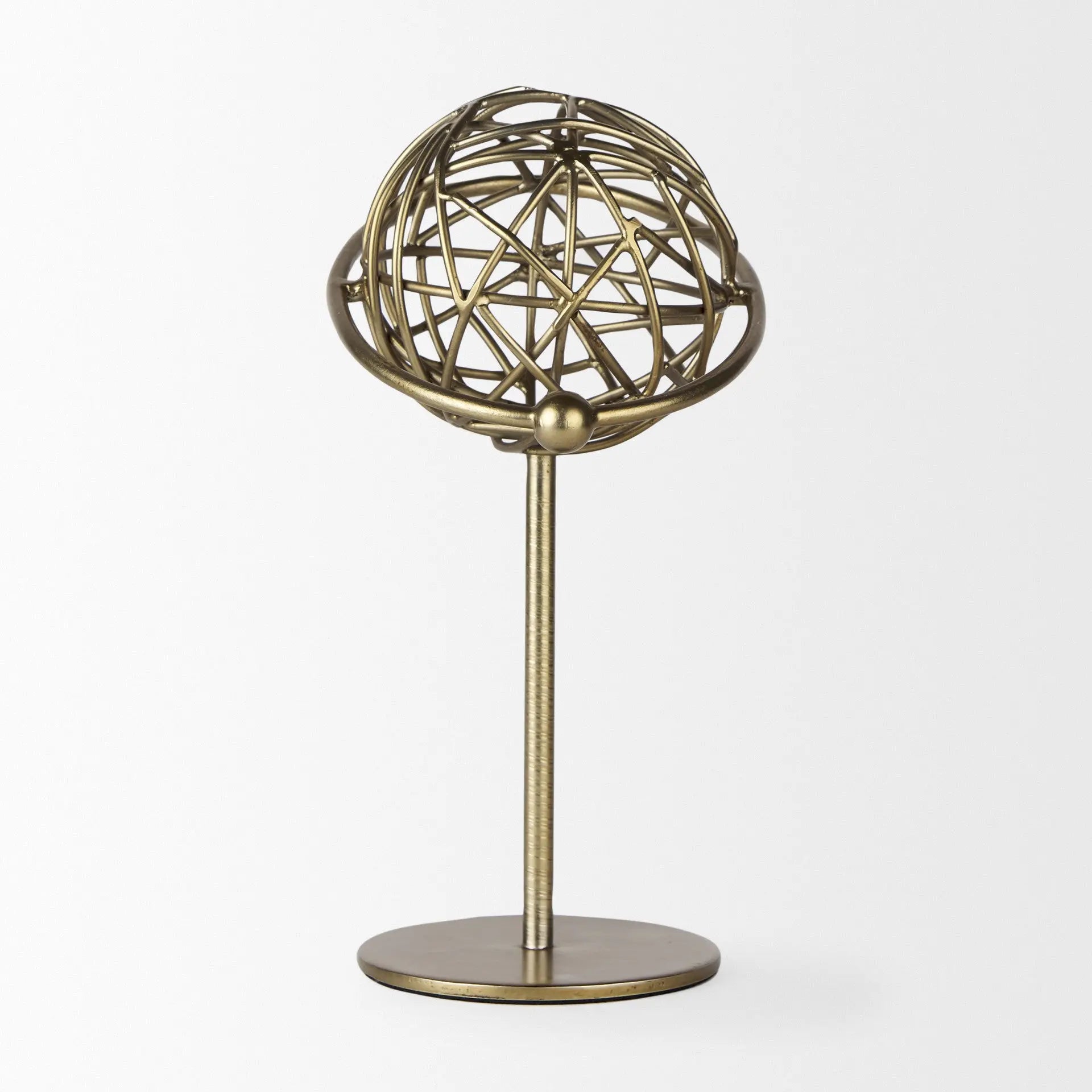 12" Gold Metal Sphere Tabletop Sculpture Homeroots Home Decor