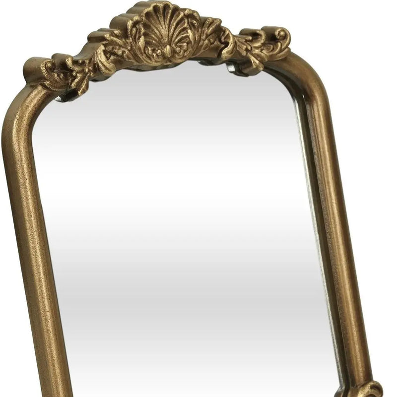 12" Gold Solid Solid Wood Scalloped Framed Makeup Shaving Tabletop Mirror Homeroots Bed & Bath