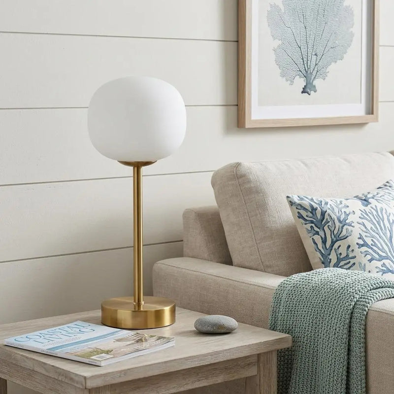 12" Gold USB Table Lamp With Globe Shade Homeroots Lighting