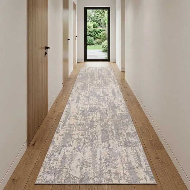 12' Gray Beige Cream Light Gray And Taupe Abstract Runner Rug Homeroots Home Decor