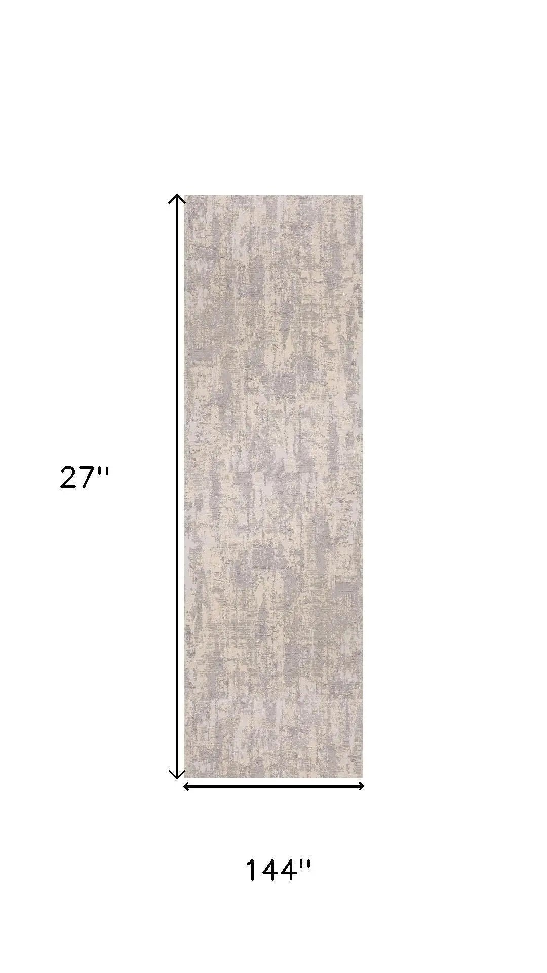 12' Gray Beige Cream Light Gray And Taupe Abstract Runner Rug Homeroots Home Decor