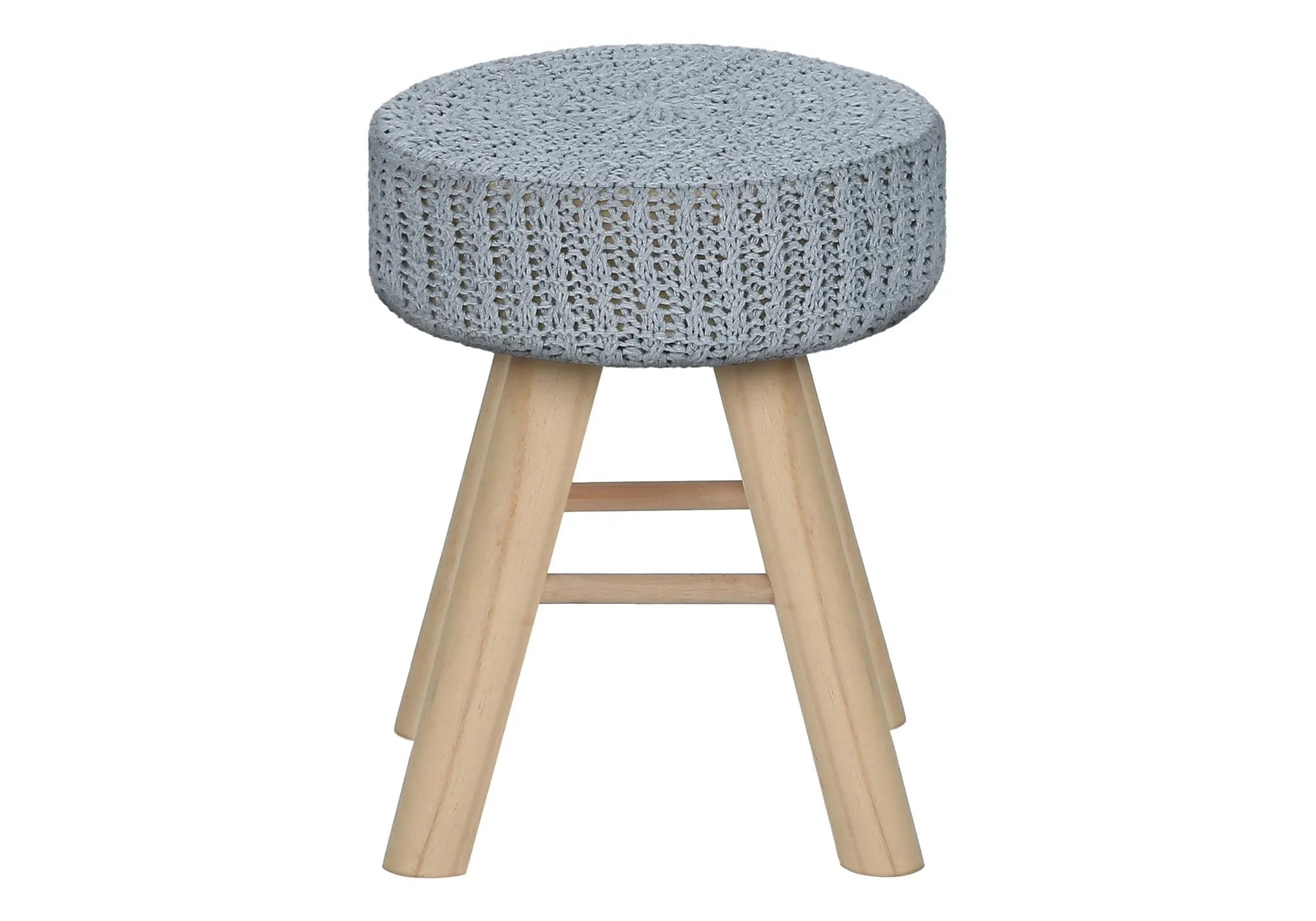 12" Gray Fabric and Natural Round Ottoman Homeroots Living Room