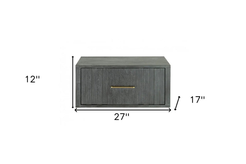 12" Gray Solid and Manufactured Wood One Drawer Nightstand Homeroots Bed & Bath