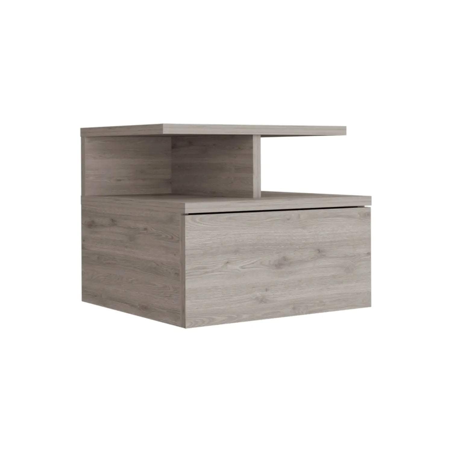 12" Gray Wood One Drawer Floating Nightstand Homeroots Bed & Bath