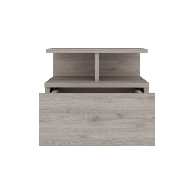 12" Gray Wood One Drawer Floating Nightstand Homeroots Bed & Bath