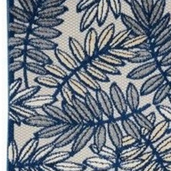 12' Ivory And Blue Indoor Outdoor Runner Rug Homeroots Outdoor