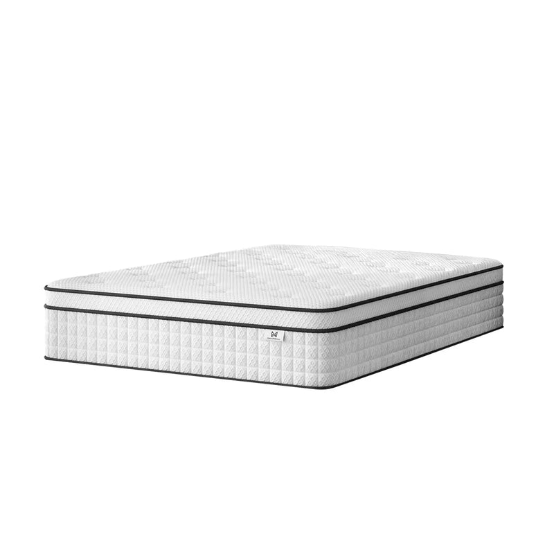 12" King Gel Memory Foam Check Medium Hybrid Mattress Homeroots Bed & Bath