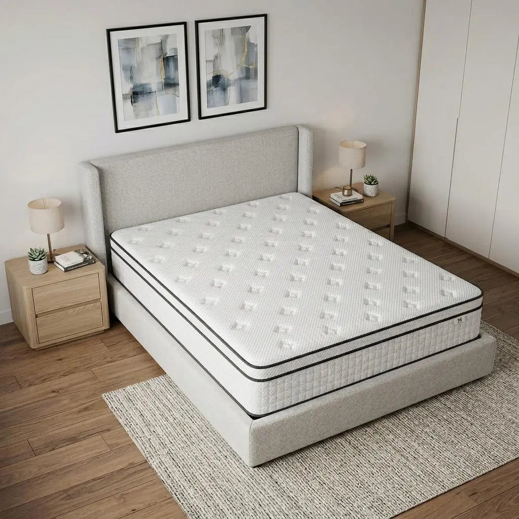 12" King Gel Memory Foam Check Medium Hybrid Mattress Homeroots Bed & Bath