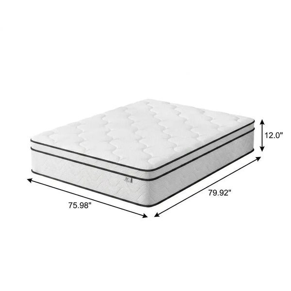 12" King Gel Memory Foam Medium Chevron Hybrid Mattress Homeroots Bed & Bath