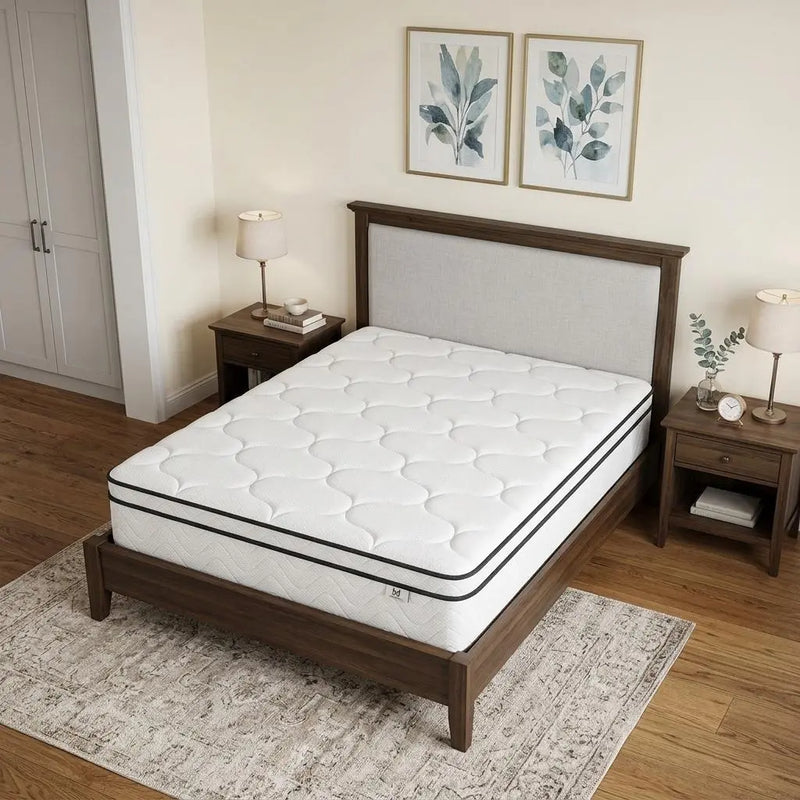 12" King Gel Memory Foam Medium Chevron Hybrid Mattress Homeroots Bed & Bath