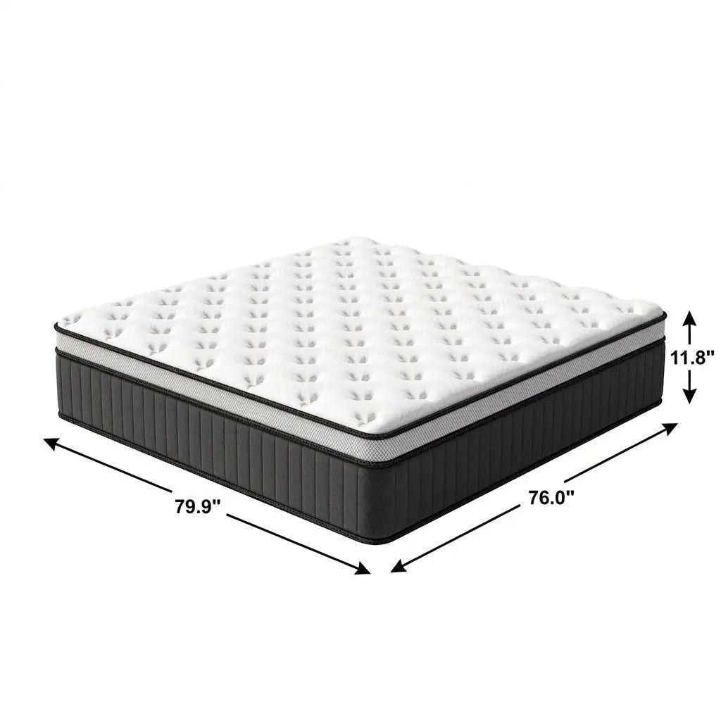 12" King Memory Foam Medium Euro Top Hybrid Mattress Homeroots Bed & Bath