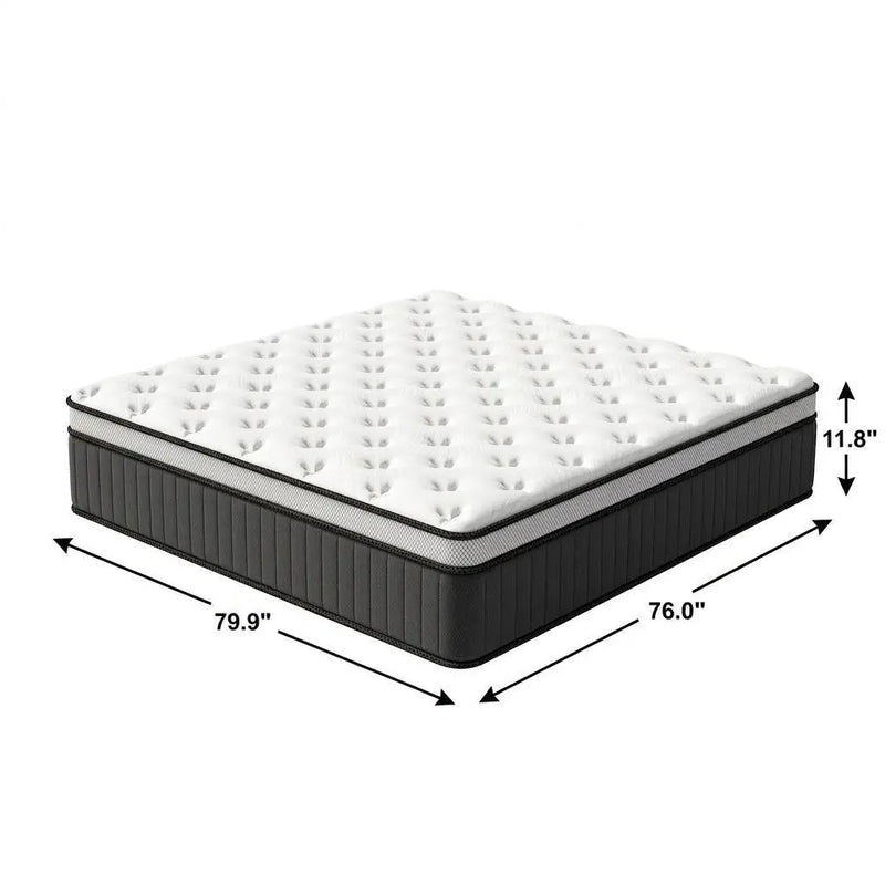 12" King Memory Foam Medium Euro Top Hybrid Mattress Homeroots Bed & Bath