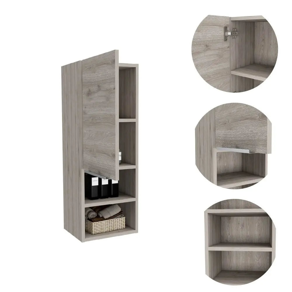 12" Light Gray Wood Floating Single Door Bathroom Vanity Homeroots Kitchen & Dining