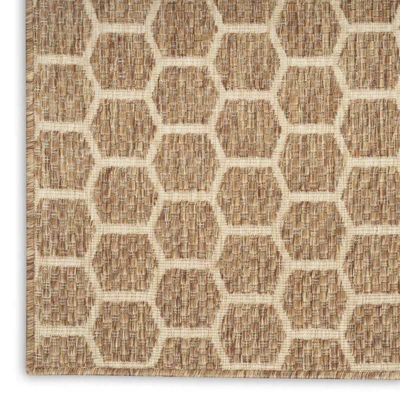 12' Natural And Beige Geometric Indoor Outdoor Runner Rug Homeroots Outdoor