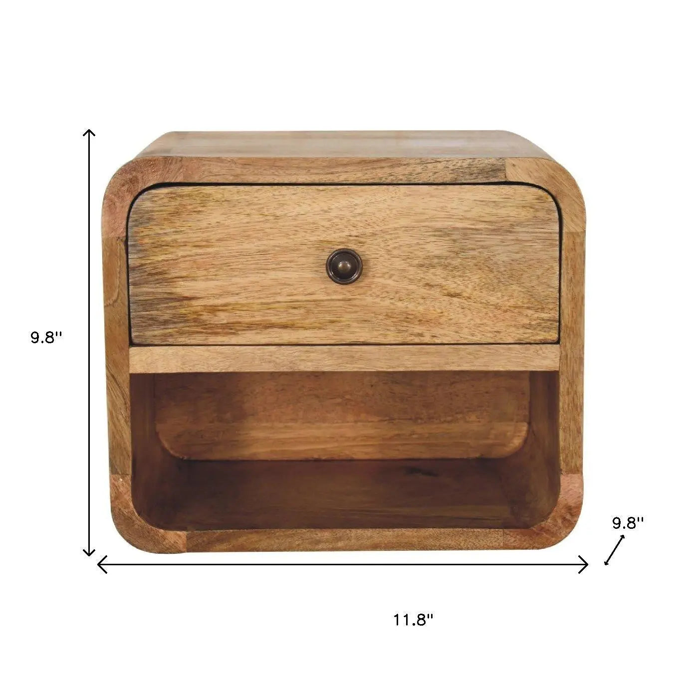 12" Oak Solid Wood One Drawer Floating Nightstand Homeroots Bed & Bath
