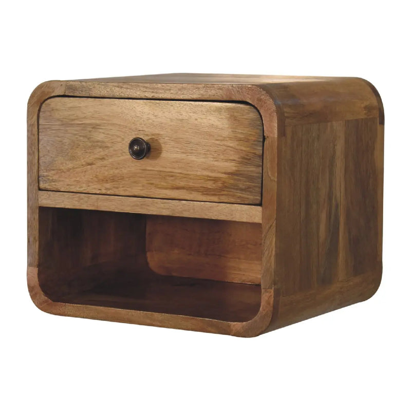 12" Oak Solid Wood One Drawer Floating Nightstand Homeroots Bed & Bath