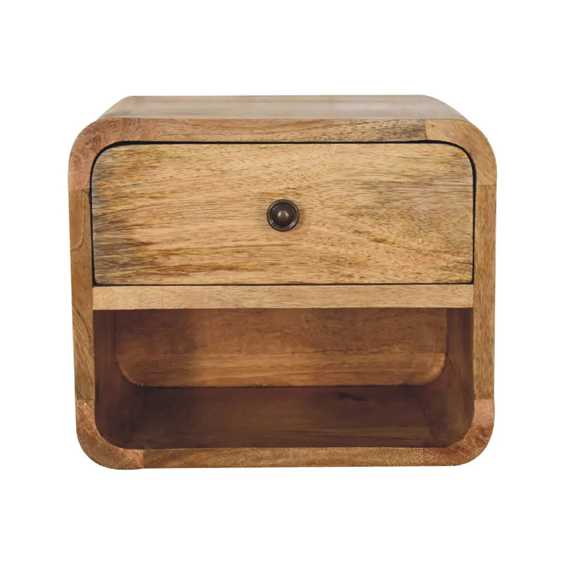 12" Oak Solid Wood One Drawer Floating Nightstand Homeroots Bed & Bath