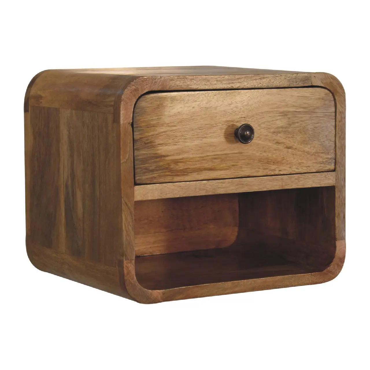 12" Oak Solid Wood One Drawer Floating Nightstand Homeroots Bed & Bath