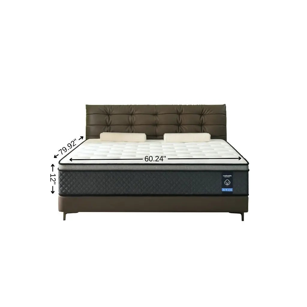 12" Queen Foam Medium Hybrid Mattress Homeroots Bed & Bath