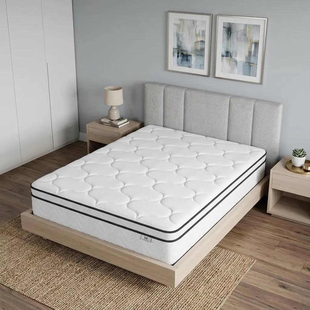 12" Queen Gel Memory Foam Medium Chevron Hybrid Mattress Homeroots Bed & Bath