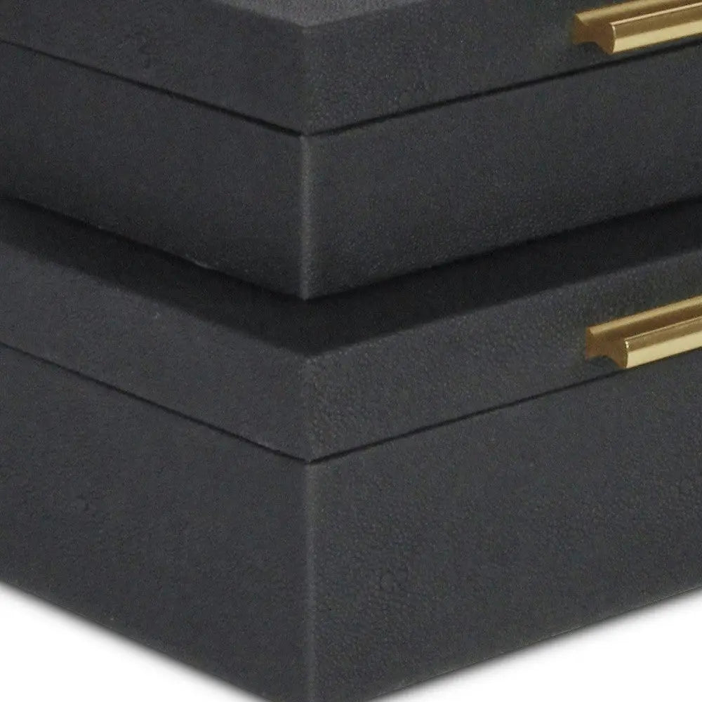 12" Set Of Two Black Solid Wood Jewelry Box With Decorative Hardware Homeroots Organization