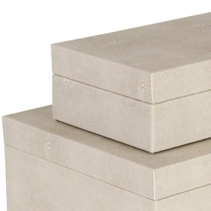12" Set Of Two Cream Solid Wood Jewelry Box With Decorative Hardware Homeroots Organization
