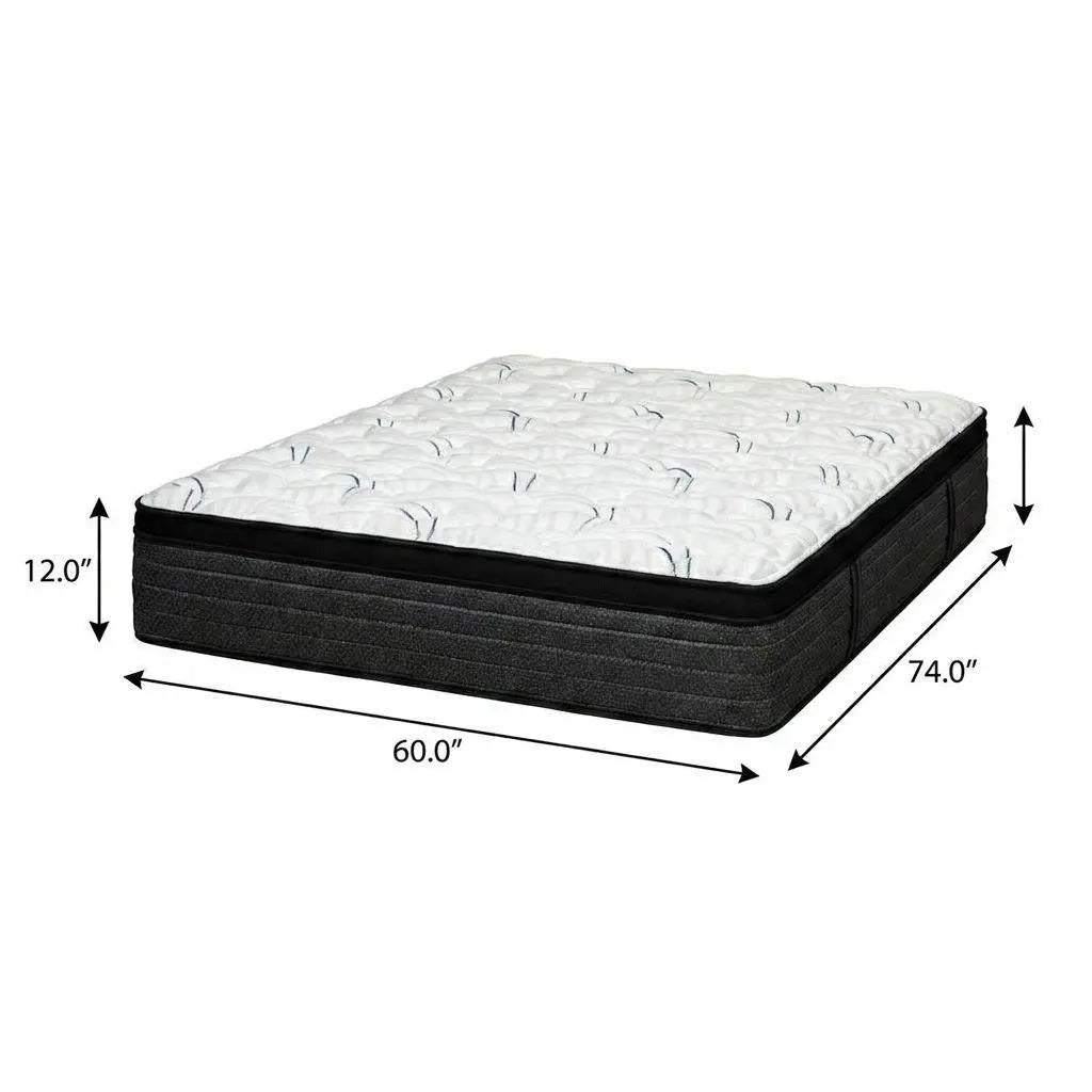 12" Short Queen 60 x 74 Foam Plush Euro Top Hybrid Mattress Homeroots Bed & Bath