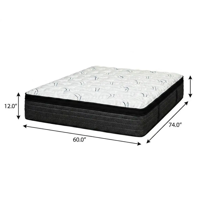 12" Short Queen 60 x 74 Foam Plush Euro Top Hybrid Mattress Homeroots Bed & Bath