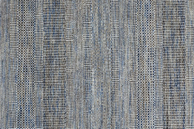12' Silver And Brown Wool Striped Shag Hand Knotted Runner Rug Homeroots Home Decor