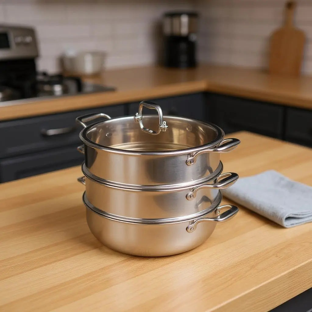 12" Silver Stainless Steel Food Steamer Homeroots Kitchen & Dining
