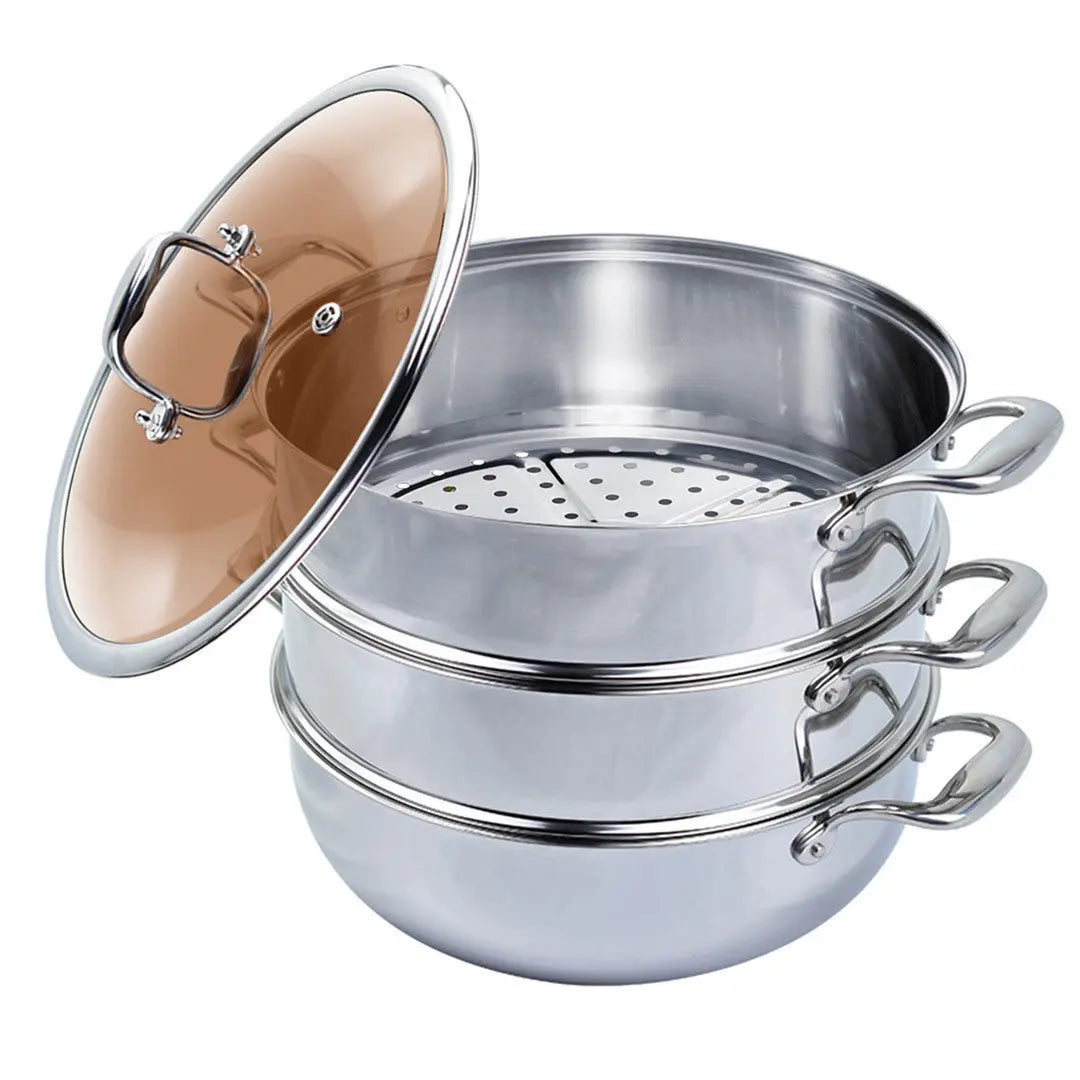 12" Silver Stainless Steel Food Steamer Homeroots Kitchen & Dining