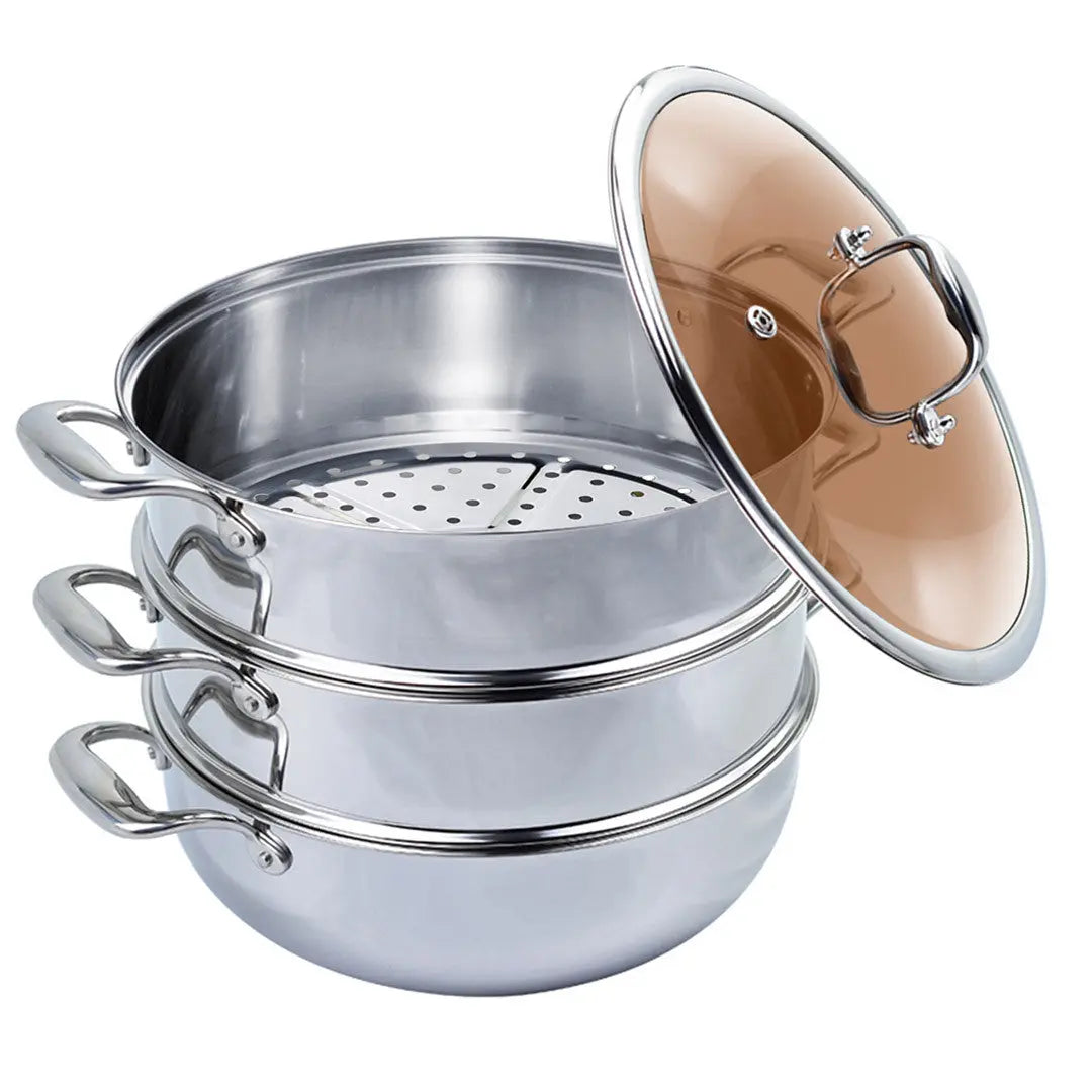 12" Silver Stainless Steel Food Steamer Homeroots Kitchen & Dining